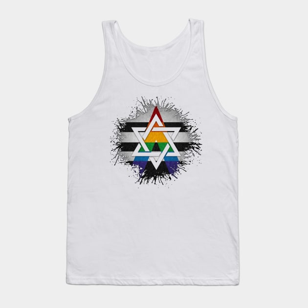 Paint Splatter LGBT Ally Pride Star of David Symbol Tank Top by LiveLoudGraphics